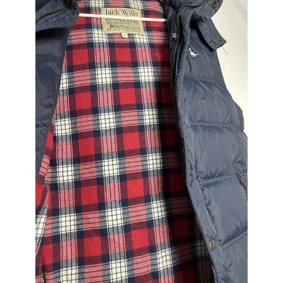Men’s Jack Wills Gilet Body Warmer Quilted With Hooded Large Navy Blue - Picture 11 of 13